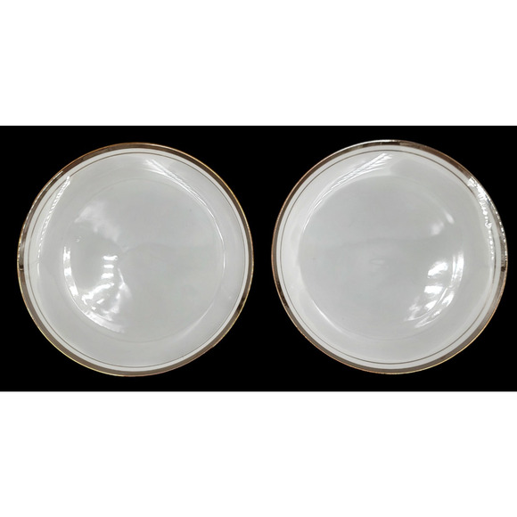 Royalton China Set of 2 Bread Plates 6.38" White Gold Trim Translucent Porcelain - Picture 3 of 7